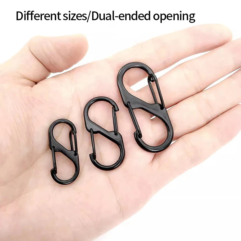 5PCS Tactical S-Type Carabiner Hooks – Mini Aluminum Keychain Clips for Camping & Hiking